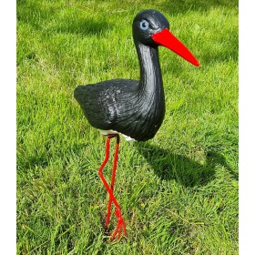 Figura ozdobna ogrodowa BOCIAN MAŁY H: 46cm czarny do ogrodu - zdjęcie 4