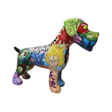 Figura Terier Pop-Art Street-Art Manga Collage wielokolorowa wysoki połysk żywica