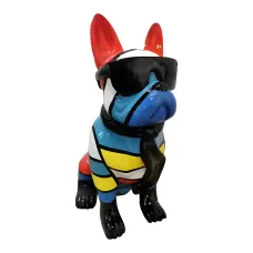 Figura dekoracyjna Pies z okularami H: 30cm z żywicy