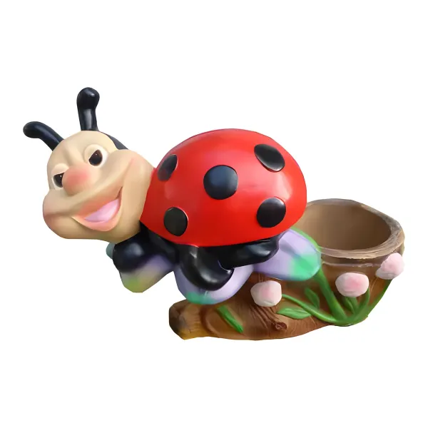 Figura dekoracyjna Biedronka z donicą wym. 34×57cm z żywicy