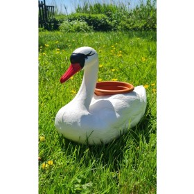 Figura ozdobna ŁABĘDŹ PŁYWAJĄCY Donica brązowa H: 27cm ogrodowa - zdjęcie 6