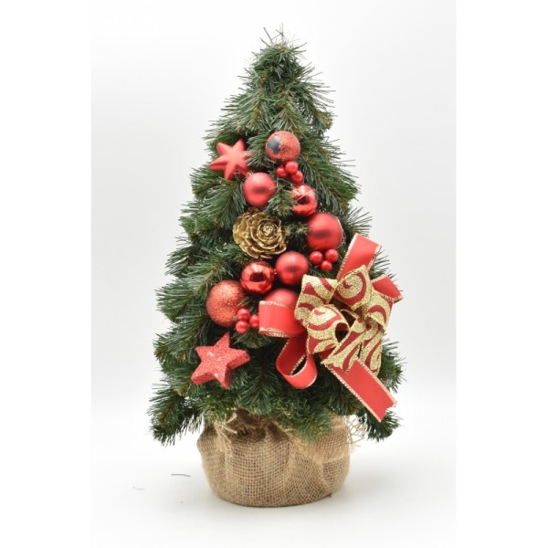 Choinka stożkowa dekorowana 40 cm RED