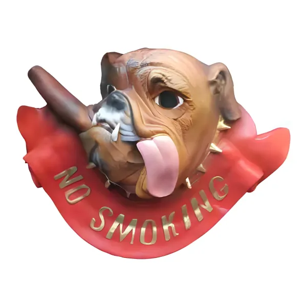 Figura dekoracyjna Pies tabliczka no smoking H: 30cm z żywicy
