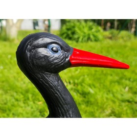 Figura ozdobna ogrodowa BOCIAN MAŁY H: 46cm czarny do ogrodu - zdjęcie 3