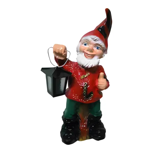 Figura dekoracyjna Krasnal z latarnią H: 51cm z żywicy