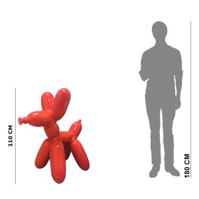 Figura Pies Balloon Dog XL Pop-Art czerwony lakier wysoki połysk żywica H: 110cm - zdjęcie 6