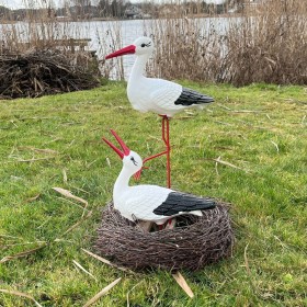 Figura ozdobna ogrodowa BOCIANIE GNIAZDO 2 BOCIANY Bocian mały, klekot do ogrodu - zdjęcie 5