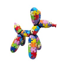 Figura Balloon Dog XL Pop-Art Puzzle Jigsaw Hard-edge wysoki połysk żywica H: 110cm