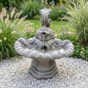 Mała fontanna ogrodowa F19 H: 35 cm biały cement - zdjęcie 1