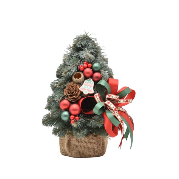 Choinka stożkowa dekorowana srebrzysta 30 cm NOEL